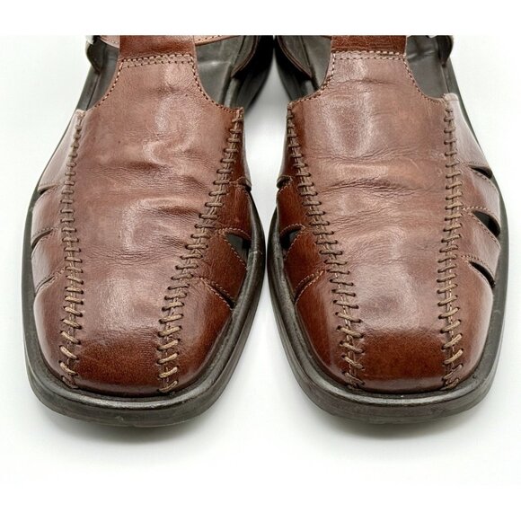 Bachrach Men\'s Brown Leather Fisherman Sandals Size 8.5 Made in Italy Pre Owned main image 10